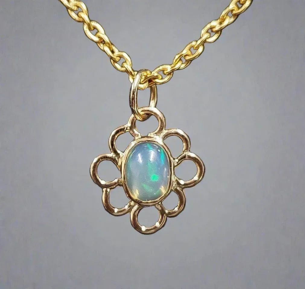 18k Gold Ethiopian Jewelry Opal Floral Pendant Beautiful - K Jewelry Accessories