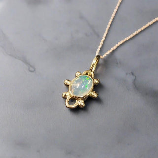 18k Gold Dainty Ethiopian Opal Pendant - K Jewelry Accessories