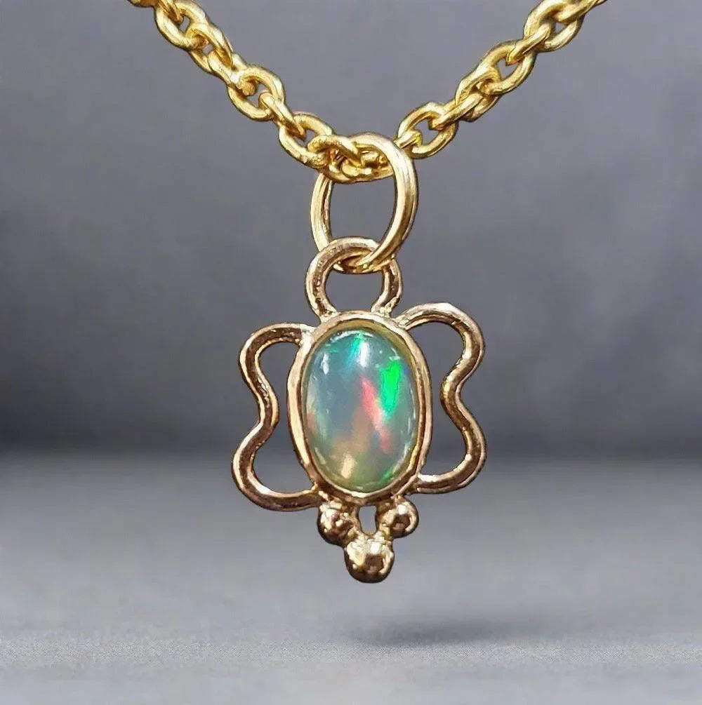 18k Ethiopian Opal Gold Pendant Butterfly Shape Charm - K Jewelry Accessories