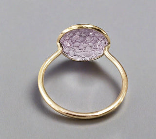 14k Gold Pink Amethyst Carving Ring - K Jewelry Accessories