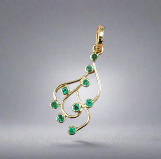 18k Gold Zambian Emerald Asymmetrical Pendant - K Jewelry Accessories