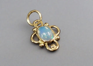 18k Gold Ethiopian Opal Minimalist Pendant - K Jewelry Accessories