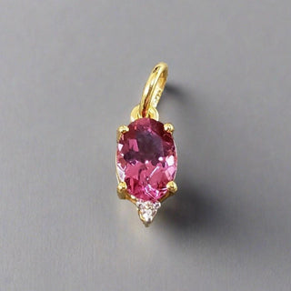 14k Gold Rubellite Tourmaline & Diamond Pendant - K Jewelry Accessories