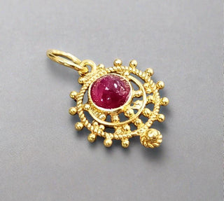 18k Gold Ruby Cabochon Pendant - K Jewelry Accessories