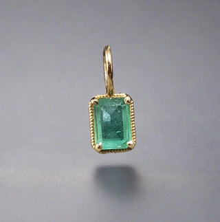 14k Gold Zambian Emerald Charm Pendant - K Jewelry Accessories