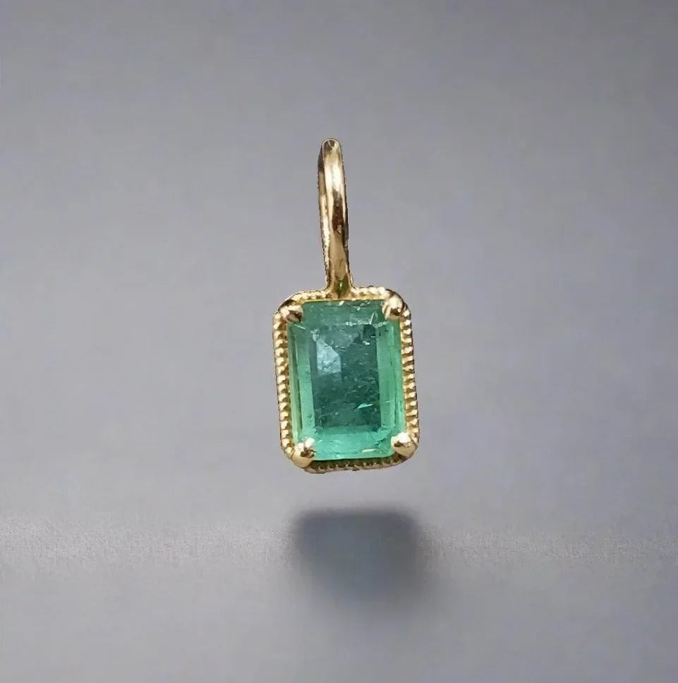 14k Gold Zambian Emerald Charm Pendant For Women - K Jewelry Accessories