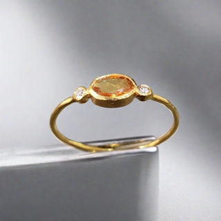 18k Gold Sun Yellow Sapphire & Brilliant Cut Diamond Ring - K Jewelry Accessories