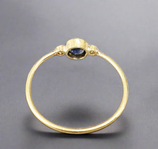 18k Gold Round Blue Sapphire & Brilliant Cut Diamond Ring - K Jewelry Accessories