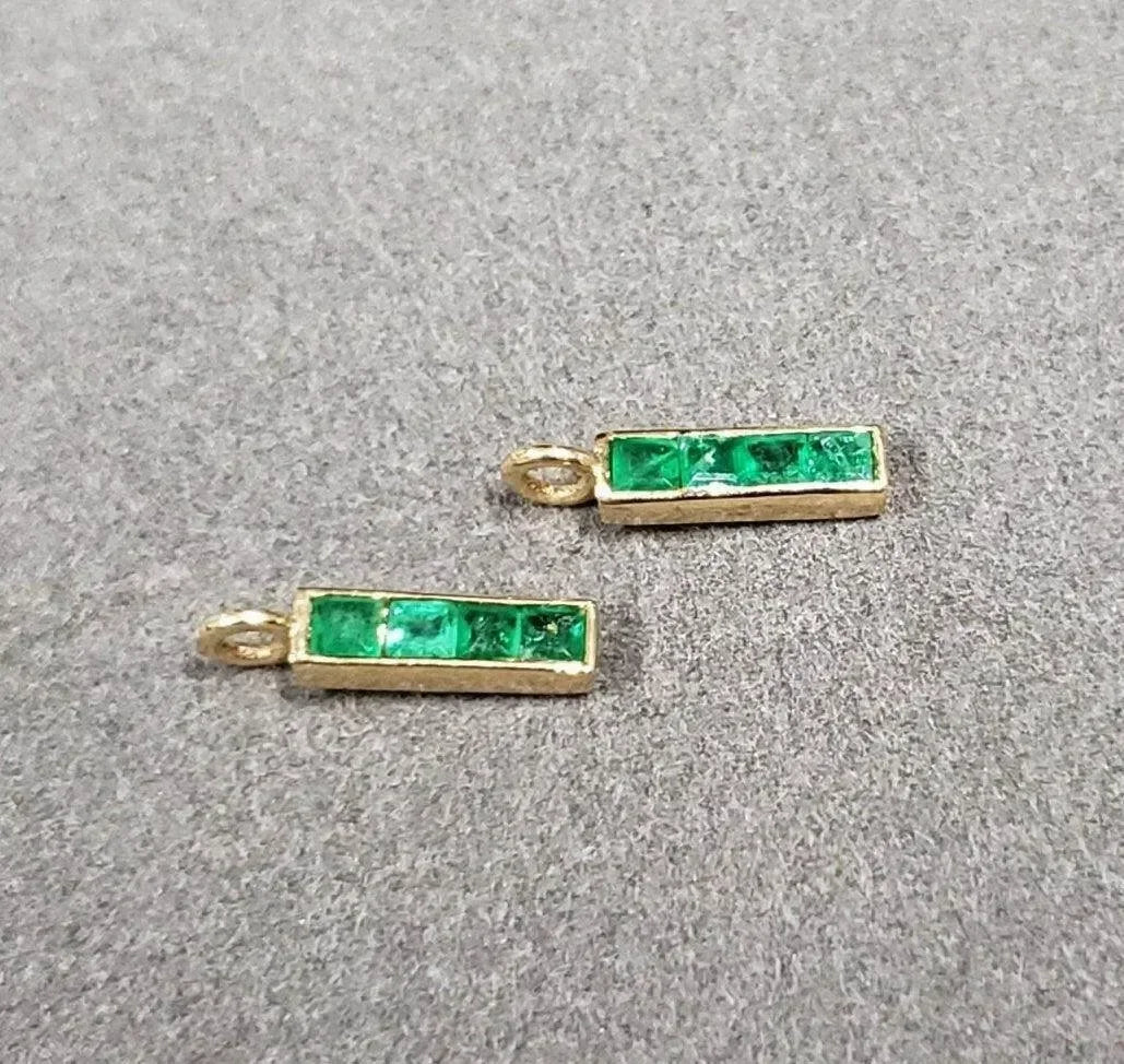18k Gold Natural Emerald Gold Charm - K Jewelry Accessories