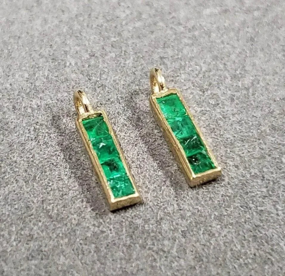 18k Gold Natural Emerald Gold Charm - K Jewelry Accessories