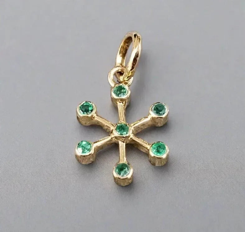 Gold Zambian 18k Emerald Floral Pendant Charm - K Jewelry Accessories