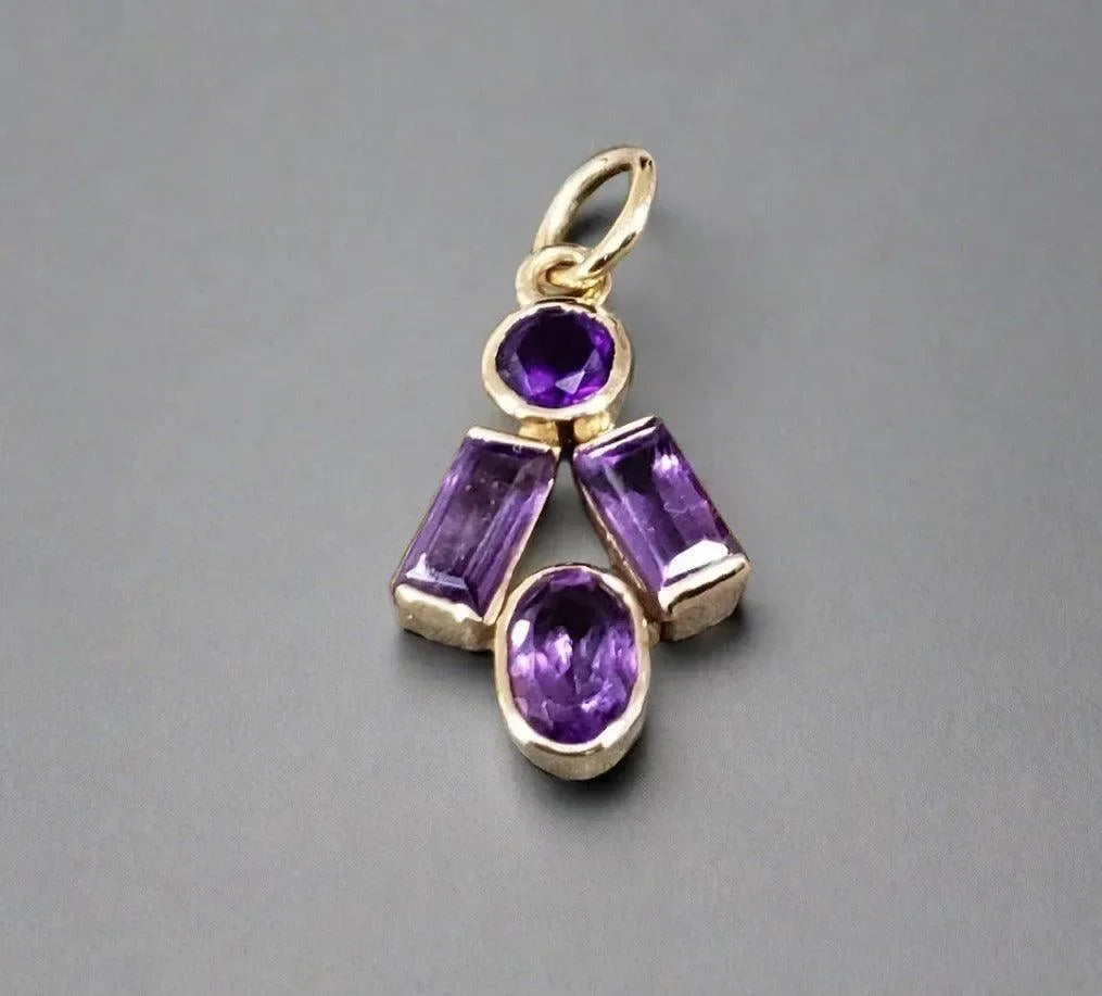14k Gold Purple Amethyst Dainty Pendant For women - K Jewelry Accessories
