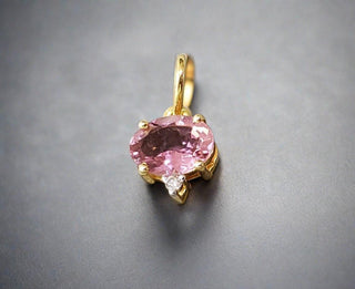 14k Gold Pink Tourmaline & Diamond Pendant - K Jewelry Accessories