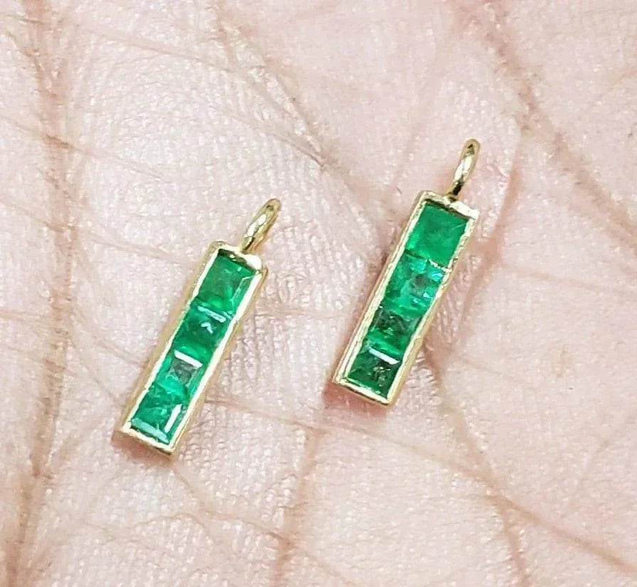 18k Gold Natural Emerald Gold Charm - K Jewelry Accessories