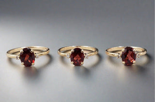 14k Gold Red Garnet & Brilliant Cut Diamond Ring - K Jewelry Accessories