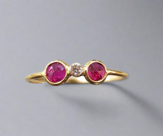 18k Gold Rose Cut Ruby & Diamond Ring - K Jewelry Accessories