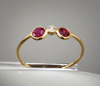 18k Gold Rose Cut Ruby & Diamond Ring - K Jewelry Accessories