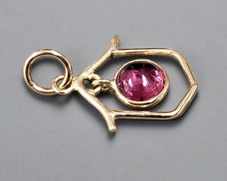 14k Gold Pink Tourmaline Charm Pendant - K Jewelry Accessories