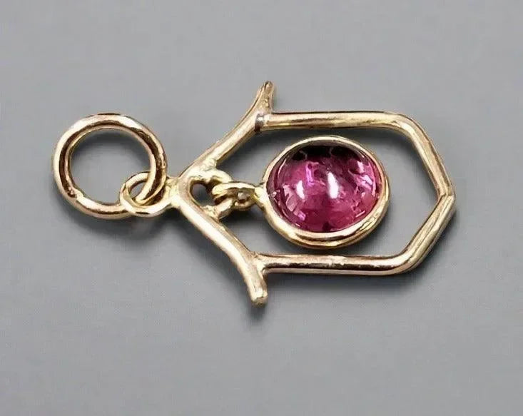 14k Gold Pink Tourmaline Charm Pendant for women - K Jewelry Accessories