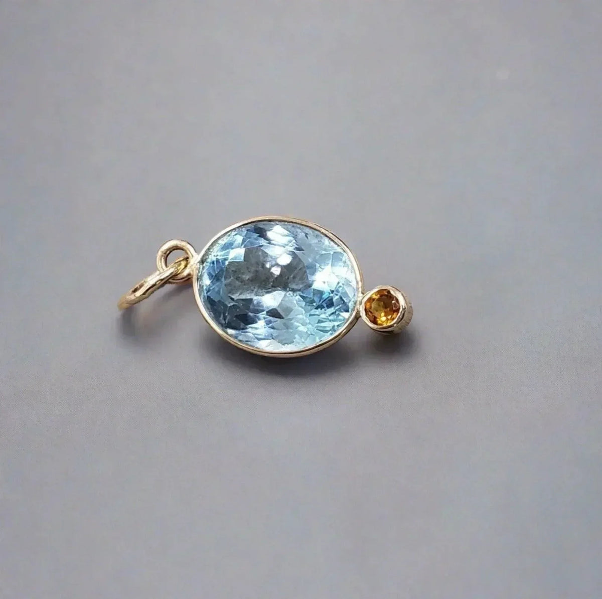 14k Gold Blue Topaz Citrine Pendant - K Jewelry Accessories