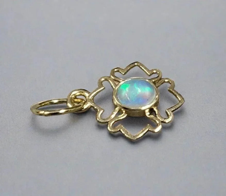 18k Gold Opal Pendant Floral For women - K Jewelry Accessories
