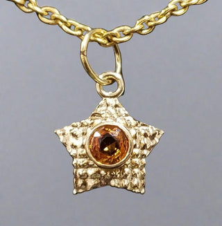 18k Gold Natural Yellow Sapphire Star Pendant - K Jewelry Accessories