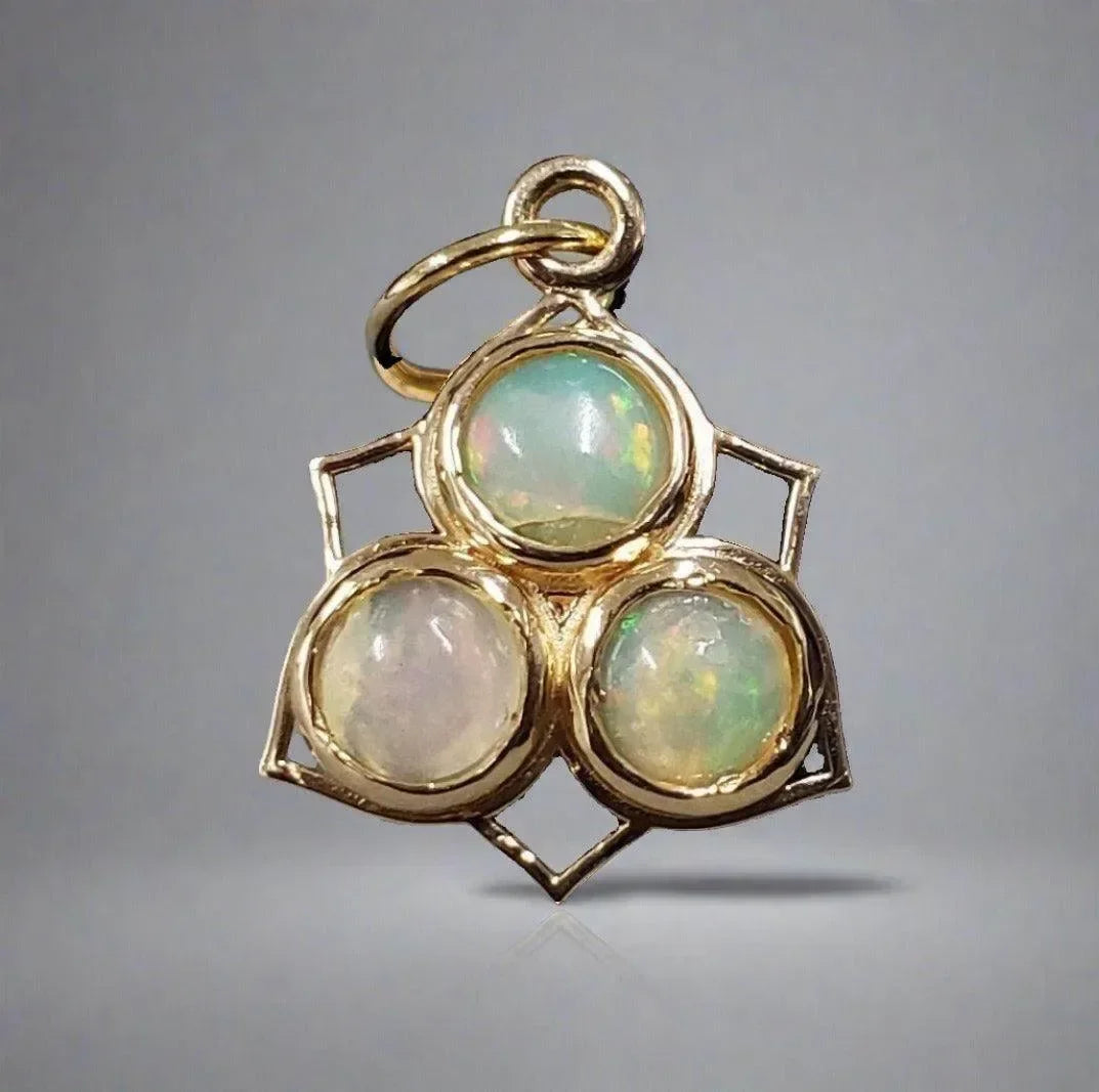 18k Gold Ethiopian Opal Dainty Pendant - K Jewelry Accessories