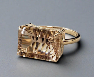 14k Gold Champagne Quartz Ring - K Jewelry Accessories