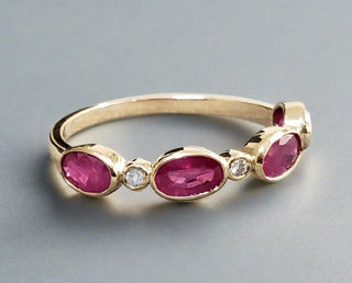 14k Gold Ruby With Diamond Ring - K Jewelry Accessories