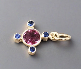 14k Gold Tourmaline with Blue Sapphire Pendant - K Jewelry Accessories