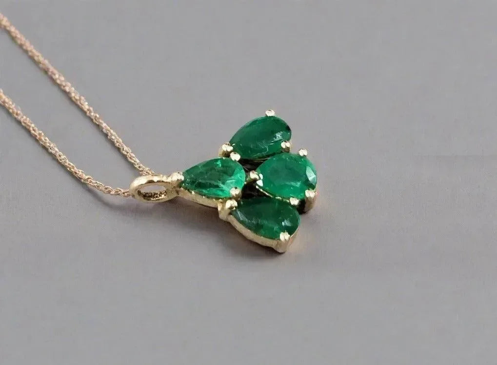 14k Gold Zambian Emerald Charm Pendant - K Jewelry Accessories
