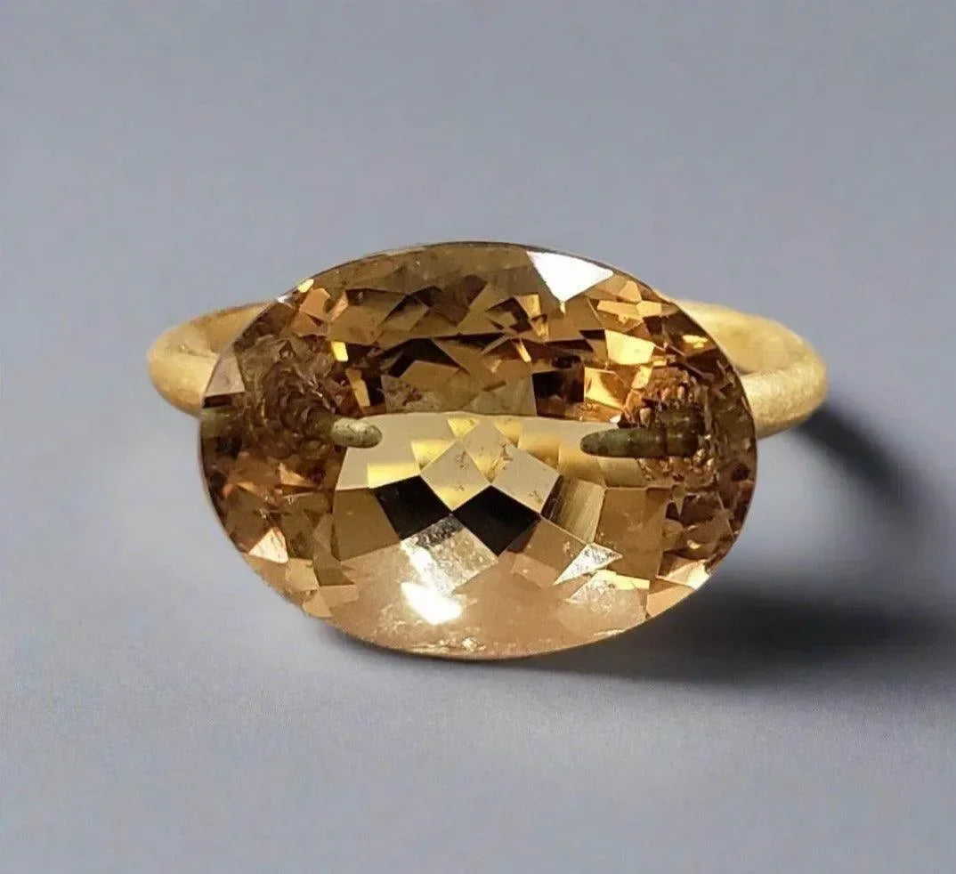 14k Gold Champagne Quartz Ring - K Jewelry Accessories