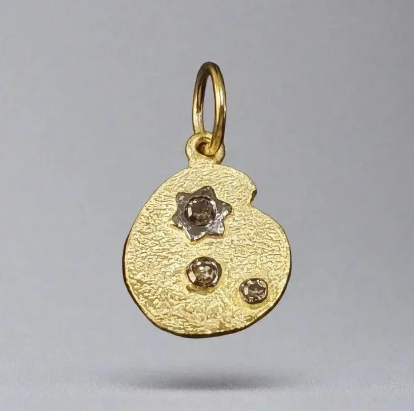14k Gold Oxidized & Textured Diamond Pendant - K Jewelry Accessories