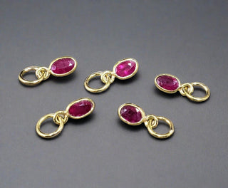 18k Gold Oval Natural Ruby Charm Pendant - K Jewelry Accessories