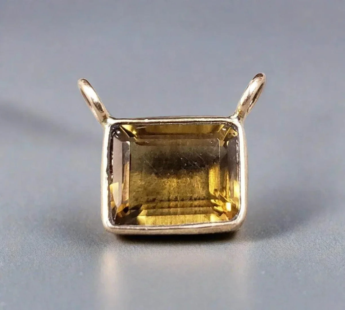 14k Gold Honey Quartz Charm Pendant connector for women - K Jewelry Accessories