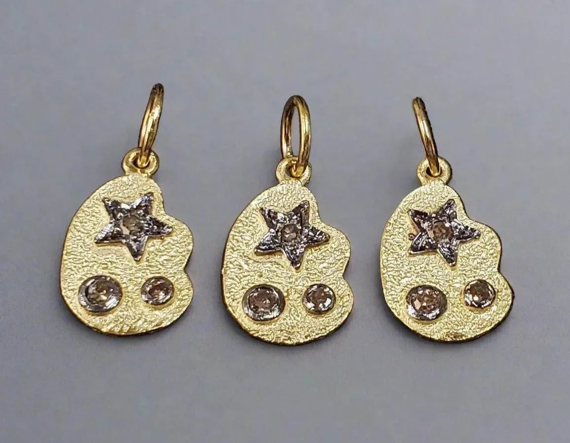 14k Gold Natural Diamond Oxidized Stars & Constellation Pendant - K Jewelry Accessories