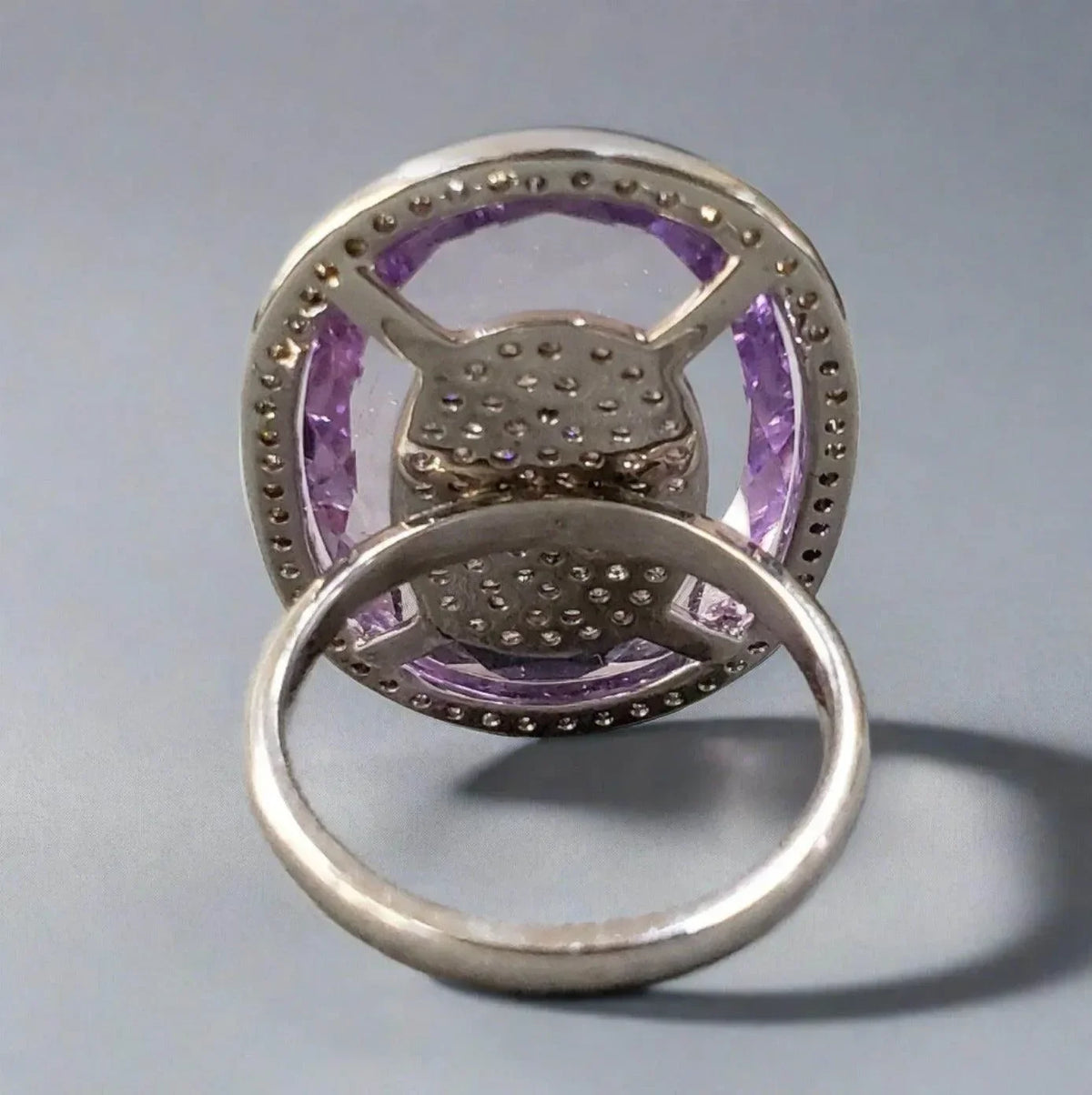 18k White Gold Amethyst Ring With Brilliant Cut Diamond jewelry - K Jewelry Accessories