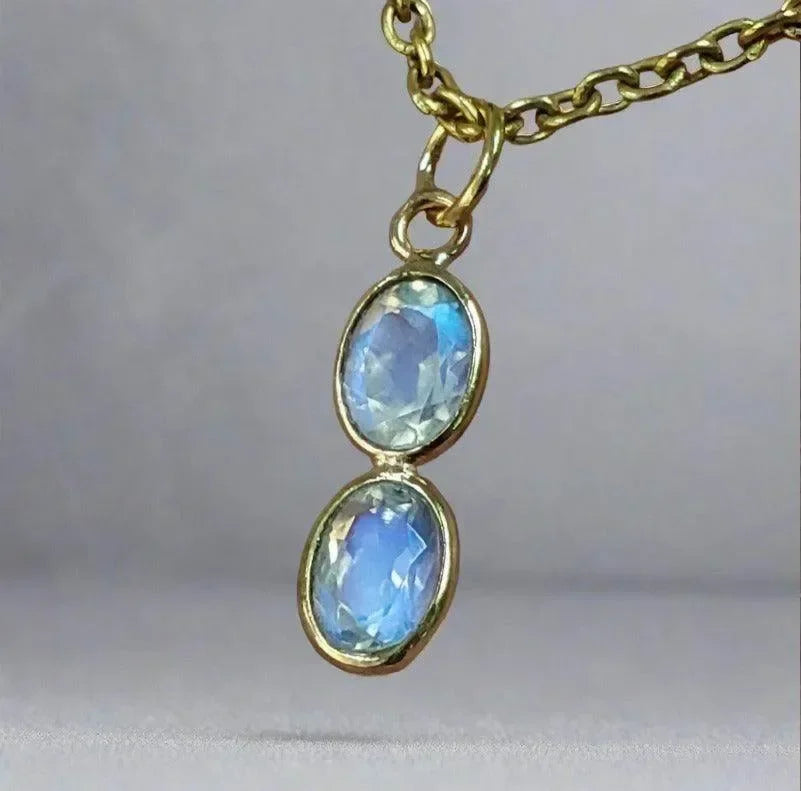 Blue Schiller Gold Rainbow Moonstone Pendant For Women - K Jewelry Accessories