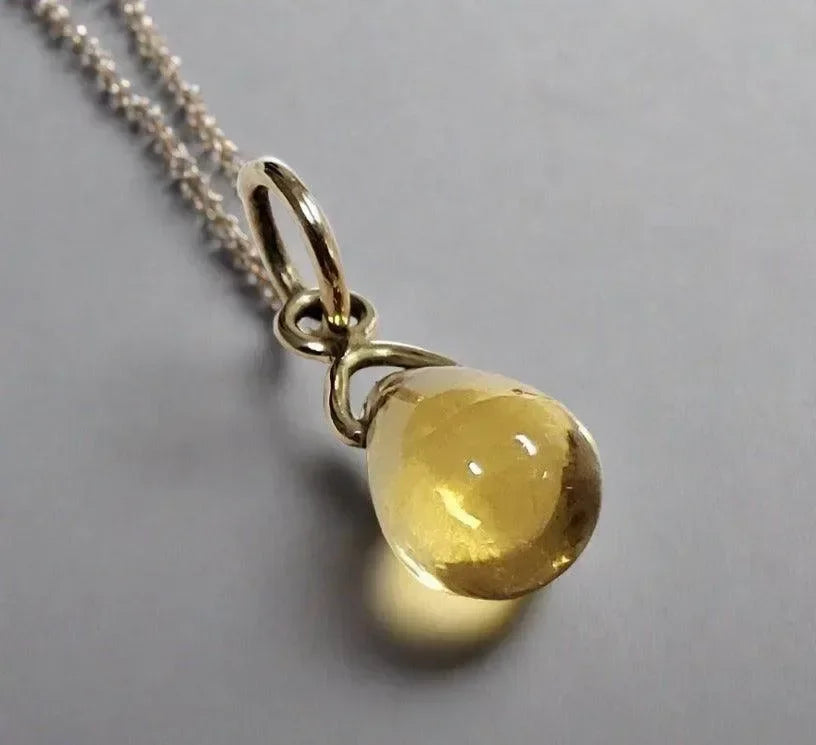 Drilled 14k Gold Citrine Pendant - K Jewelry Accessories