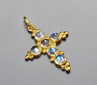 925 Gold Vermeil Rainbow Moonstone Pendant - K Jewelry Accessories