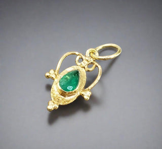 18k Gold Zambian Emerald Minimalist Pendant - K Jewelry Accessories