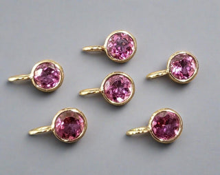 18k Gold Round Pink Topaz Charm - K Jewelry Accessories