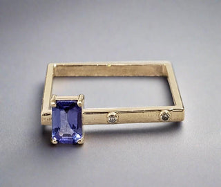 14k Gold Tanzanite and Diamond Ring - K Jewelry Accessories