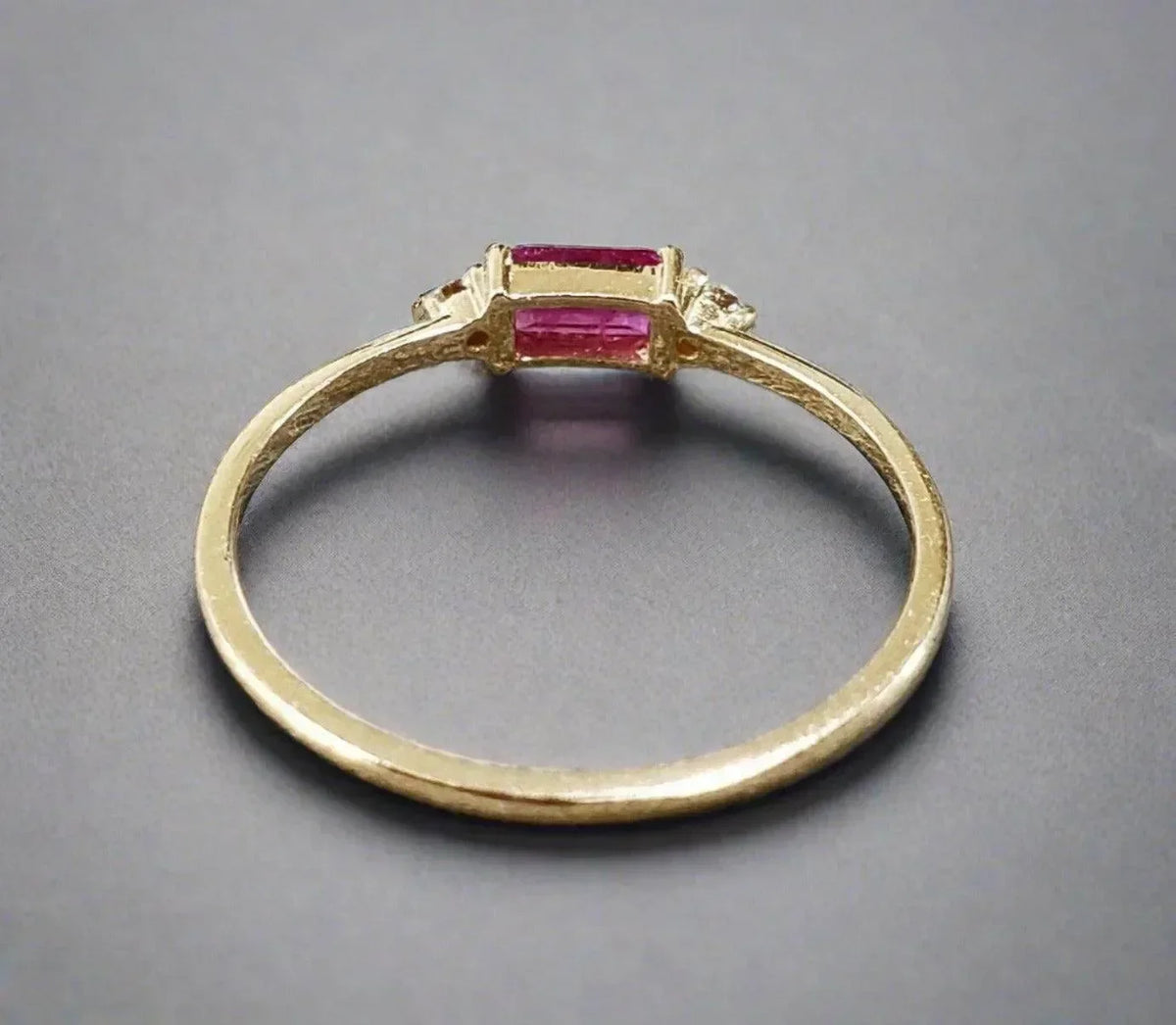 14k Gold Ruby Baguette & Diamond Ring - K Jewelry Accessories