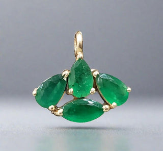 14k Gold Zambian Emerald Charm Pendant - K Jewelry Accessories