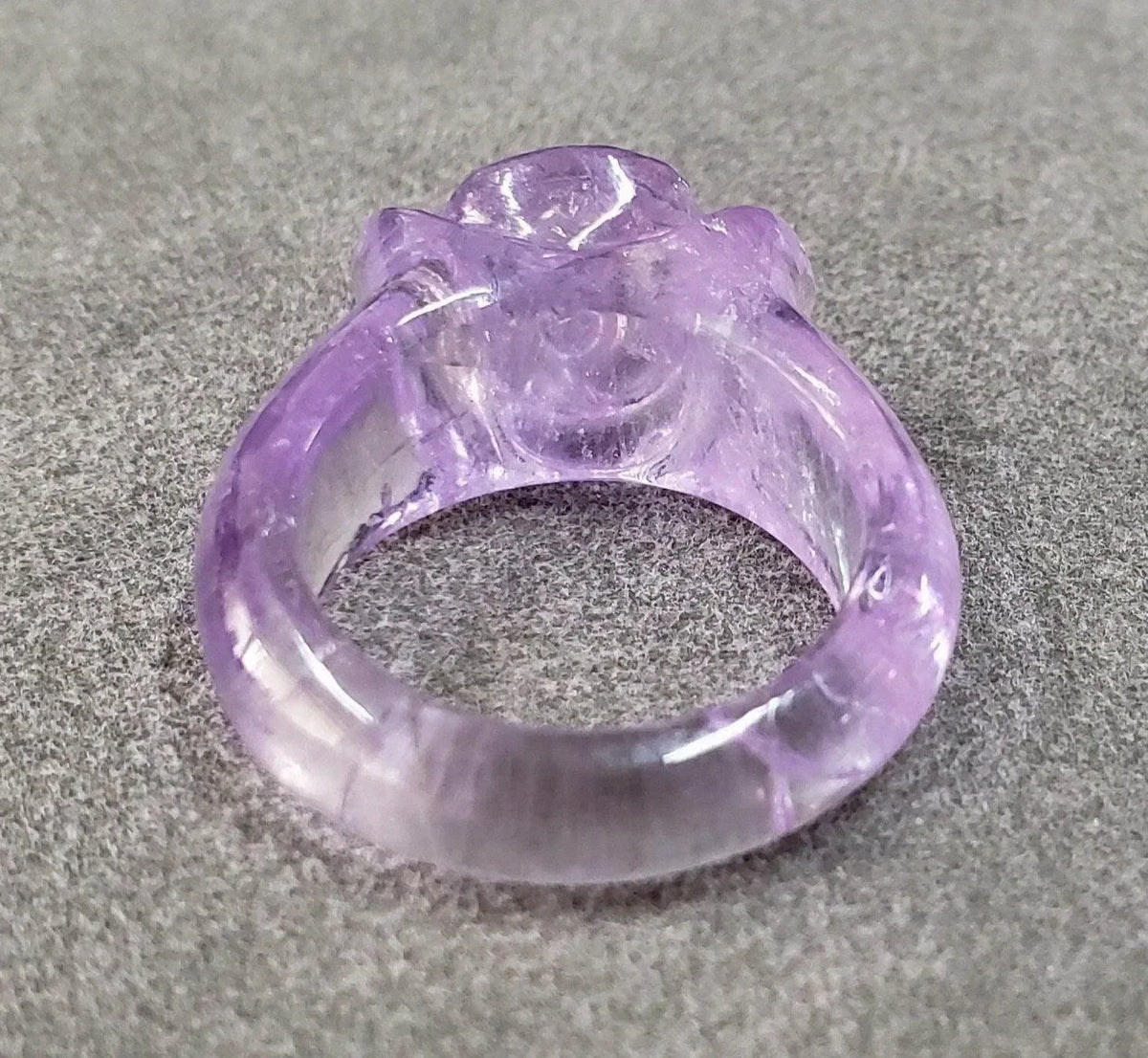 Floral Carving Natural Amethyst Ring - K Jewelry Accessories