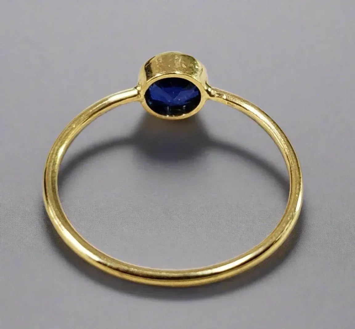 18k Gold Round Blue Kyanite Stackable Ring - K Jewelry Accessories
