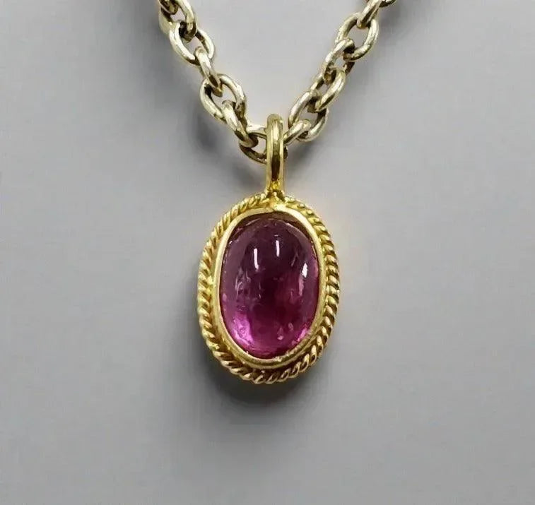 18k Gold Pink Tourmaline Charms for multipurpose use - K Jewelry Accessories