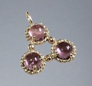 14k Gold Round Pink Tourmaline Grain Setting Pendant - K Jewelry Accessories