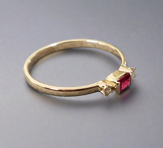 14k Gold Baguette Ruby & Diamond Ring - K Jewelry Accessories